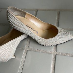 Elegant White Beaded Impo Heels suitable for Bride or Prom , Size 7